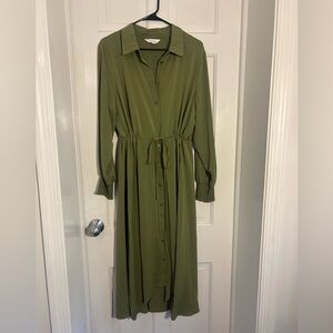 Nicole Miller Olive Green Long Sleeve Dress